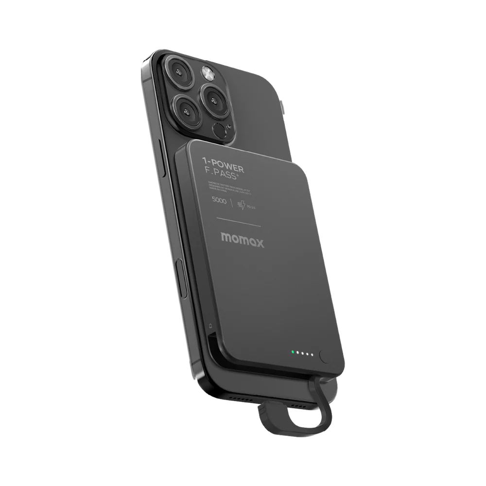 MOMAX  5000mAh POWER BANK WITH BUILT-IN CABLE MAGNETIC (Engraving)